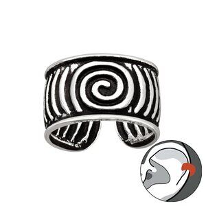 Sterling Silver Spiral Textured Ear Cuff – Bold No Piercing Design